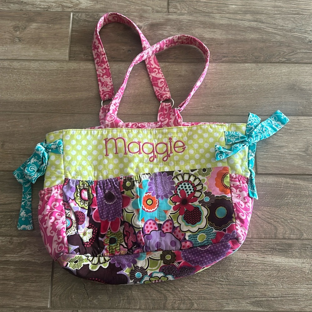 Custom monogram Maggie diaper bag tote bag